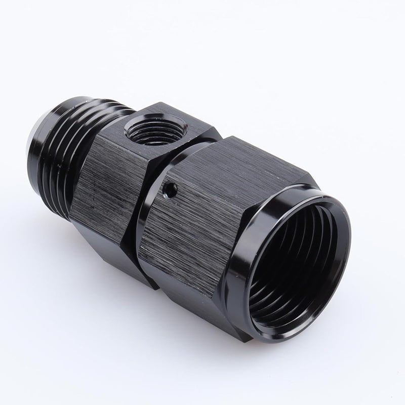 AC PERFORMANCE Aluminum Anodized -12 AN Male to Female Hose Adapter with 1/8" NPT Gauge Port - Black - Image 3
