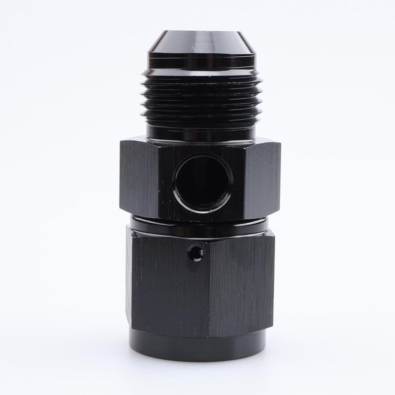 AC PERFORMANCE Aluminum Anodized -12 AN Male to Female Hose Adapter with 1/8" NPT Gauge Port - Black - Image 4