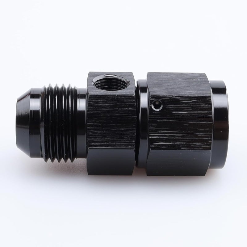 AC PERFORMANCE Aluminum Anodized -12 AN Male to Female Hose Adapter with 1/8" NPT Gauge Port - Black - Image 2