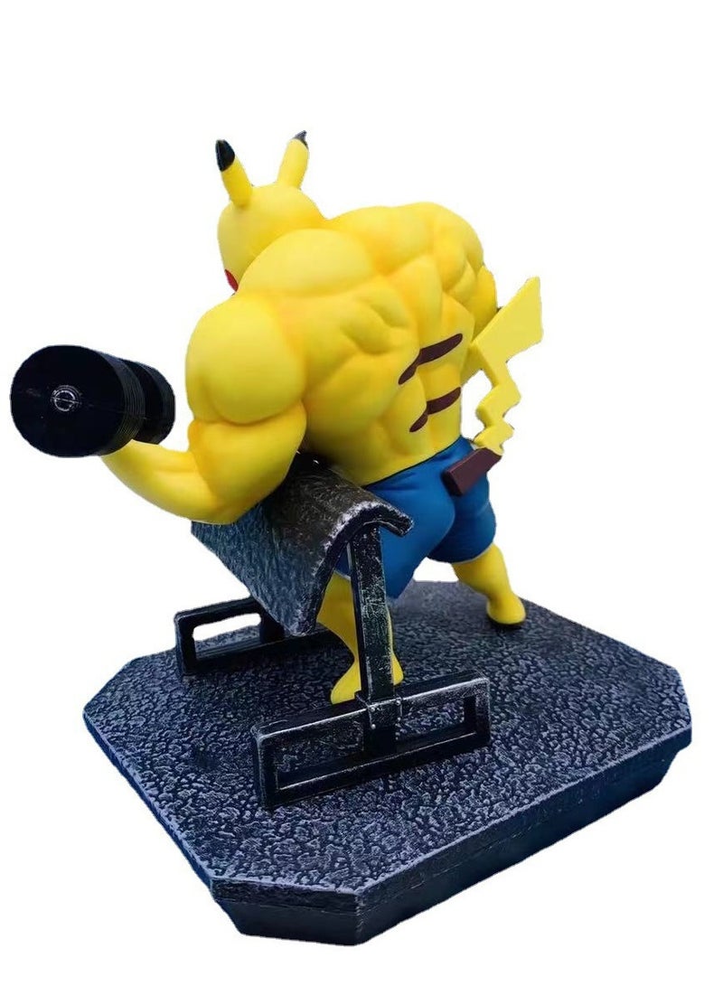 Anime Model Dumbbell Fitness Scene GK Muscular Pikachu Figurine — Essential Fitness-Themed Decoration for Anime Fans  - Image 2