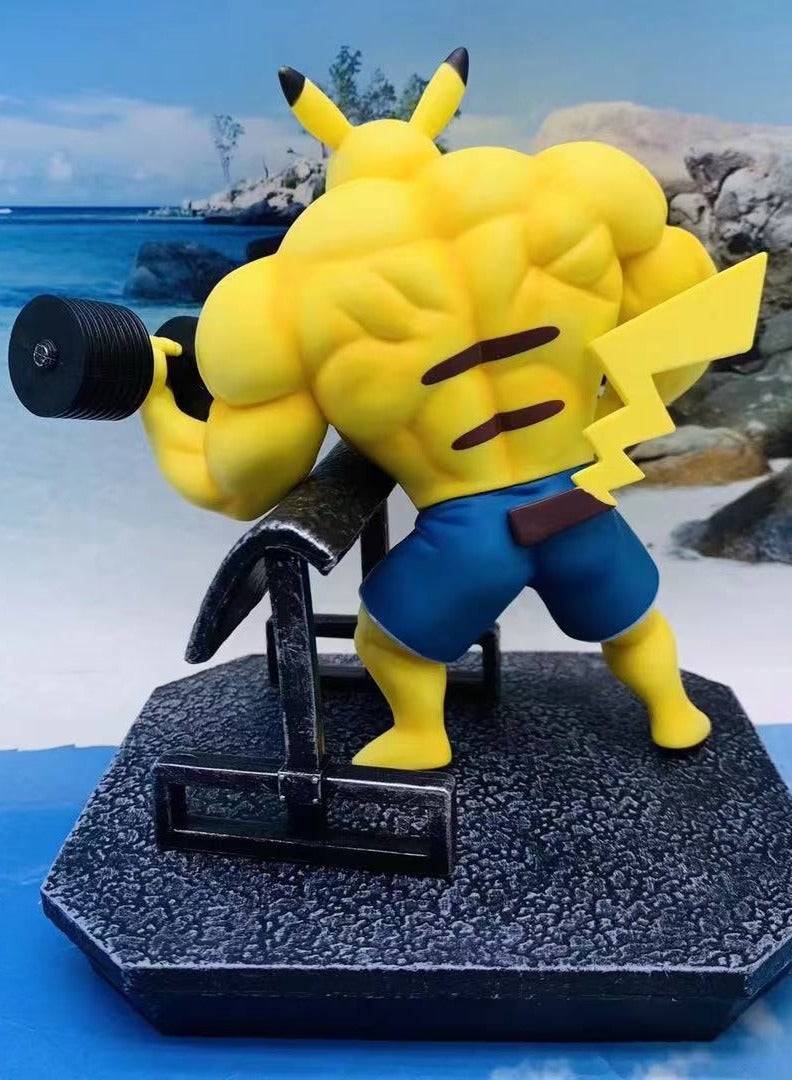 Anime Model Dumbbell Fitness Scene GK Muscular Pikachu Figurine — Essential Fitness-Themed Decoration for Anime Fans  - Image 4
