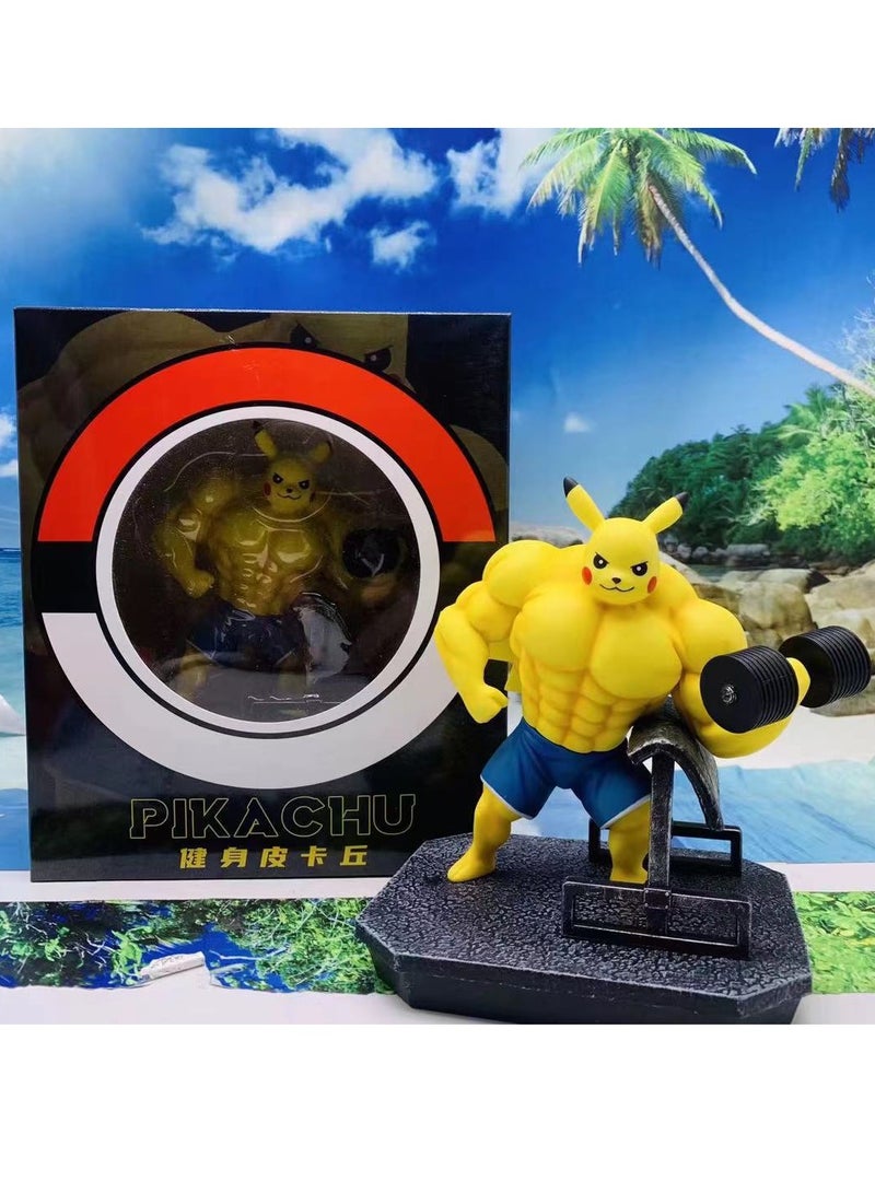 Anime Model Dumbbell Fitness Scene GK Muscular Pikachu Figurine — Essential Fitness-Themed Decoration for Anime Fans  - Image 5