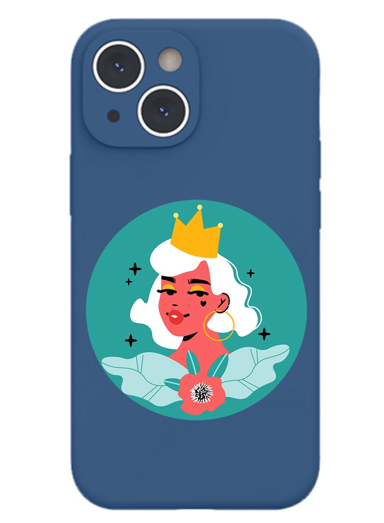 Theodor Protective Slim Fit Case Liquid Silicone Cover with Full Body Protection Anti-Scratch Shockproof Case For iPhone 13 Blue  - womens day floral copy - Image 1