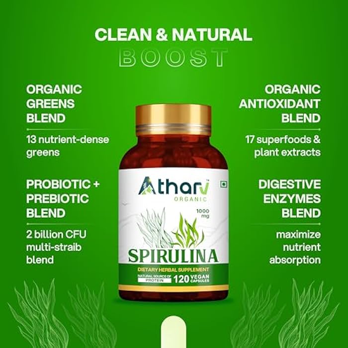 Spirulina Supplement 1000mg | 120 Vegan Capsules | Rich in Natural Nutrients | Non-GMO & Gluten-Free | Daily Wellness Support - Image 3