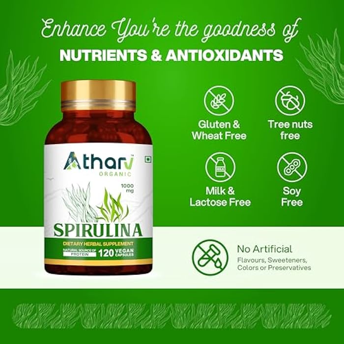 Spirulina Supplement 1000mg | 120 Vegan Capsules | Rich in Natural Nutrients | Non-GMO & Gluten-Free | Daily Wellness Support - Image 4