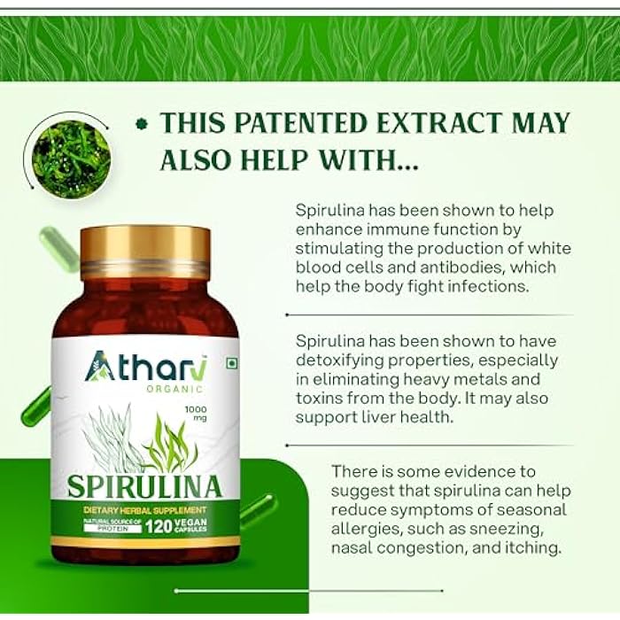 Spirulina Supplement 1000mg | 120 Vegan Capsules | Rich in Natural Nutrients | Non-GMO & Gluten-Free | Daily Wellness Support - Image 5