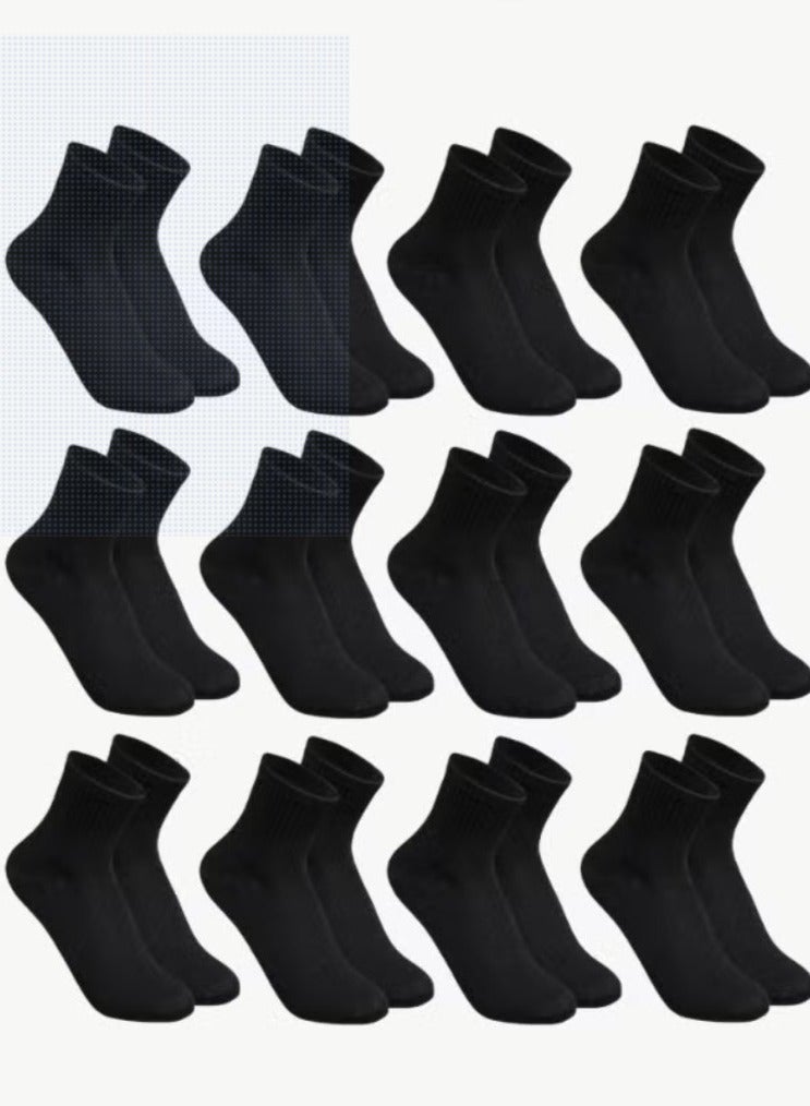 Men's Socks Set of 12 Pairs Black High Quality Men's Socks One size fits all - Image 1
