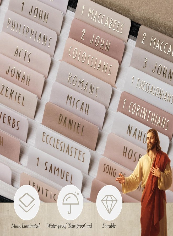 UPAFEXXI-Laminated Bible Tabs (Gold Foil Embossed Lettering), Bible Tabs for Women and Men, Reposition Large Print Stickers, Easy to Read and Apply, 80Chapters Labels for Easy Navigation(Cappuccino) - Image 4