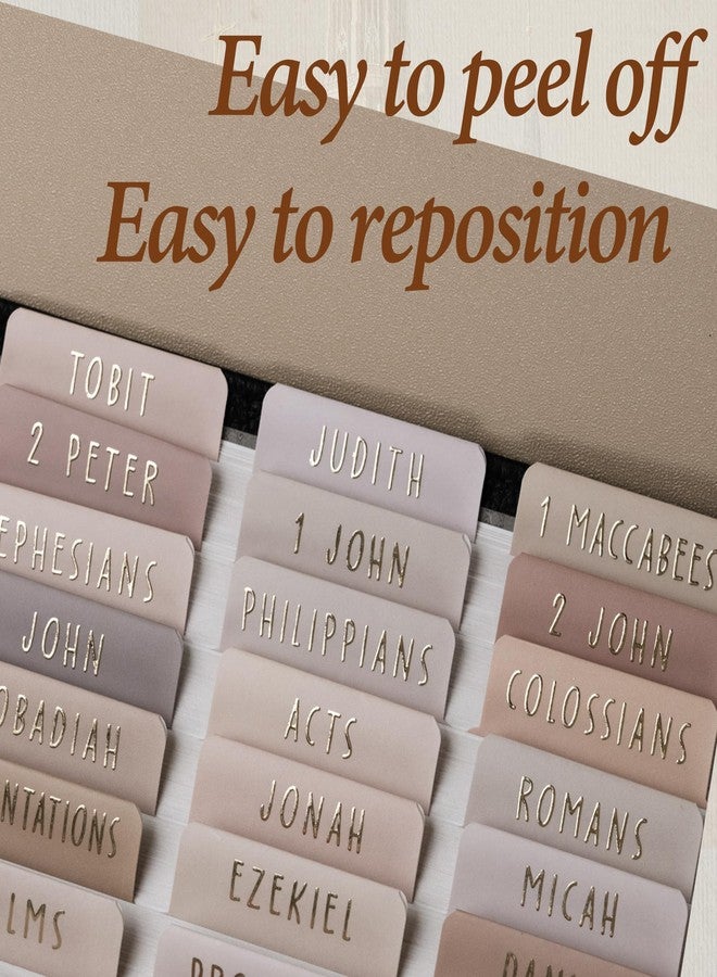 UPAFEXXI-Laminated Bible Tabs (Gold Foil Embossed Lettering), Bible Tabs for Women and Men, Reposition Large Print Stickers, Easy to Read and Apply, 80Chapters Labels for Easy Navigation(Cappuccino) - Image 5