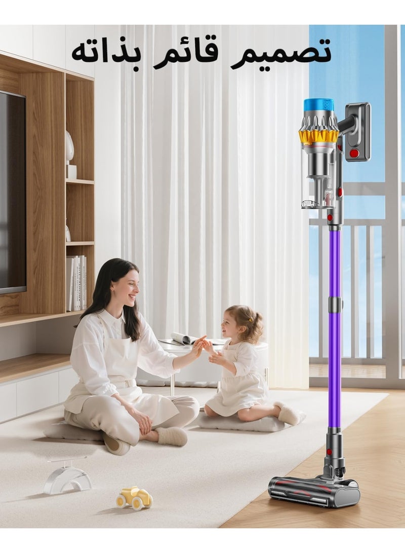 Cordless Vacuum Cleaner, 600W Motor 70Mins 50KPA Powerful, Self-Stand Cordless Stick Vacuum Rechargeable Anti-Tangle/LED Screen/1.8L Cup for Home Pet Hair/Carpet/All Floor - Image 3
