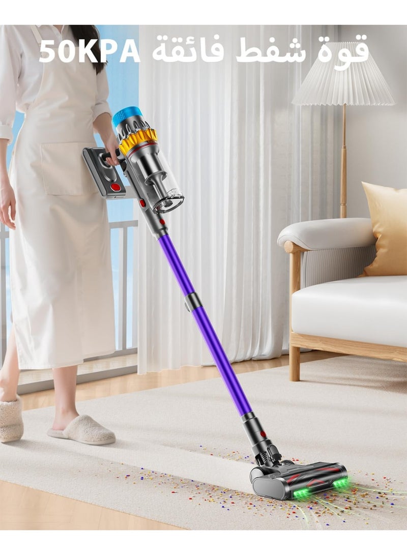 Cordless Vacuum Cleaner, 600W Motor 70Mins 50KPA Powerful, Self-Stand Cordless Stick Vacuum Rechargeable Anti-Tangle/LED Screen/1.8L Cup for Home Pet Hair/Carpet/All Floor - Image 4