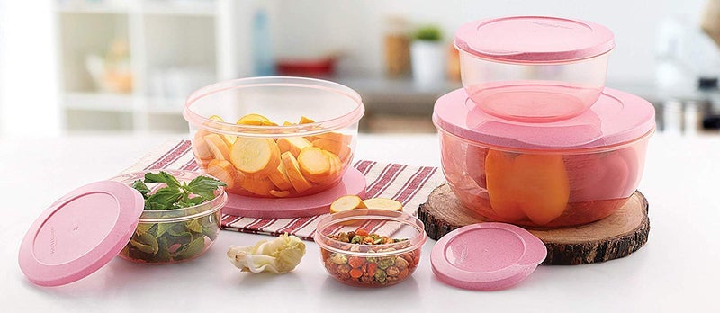 Skyzone skyzone Plastic Round Food Storage Container Jar Set Box, Plastic Lunch Box for Kitchen Refrigerator, Microwave Safe, Office Storage of Pasta Grocery Dry Fruits Snacks (5 Pcs) - Image 4