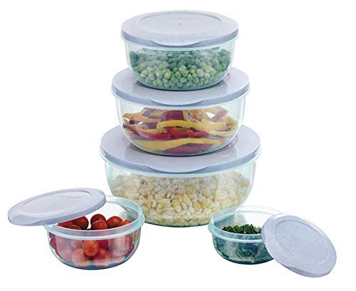 Skyzone skyzone Plastic Round Food Storage Container Jar Set Box, Plastic Lunch Box for Kitchen Refrigerator, Microwave Safe, Office Storage of Pasta Grocery Dry Fruits Snacks (5 Pcs) - Image 5