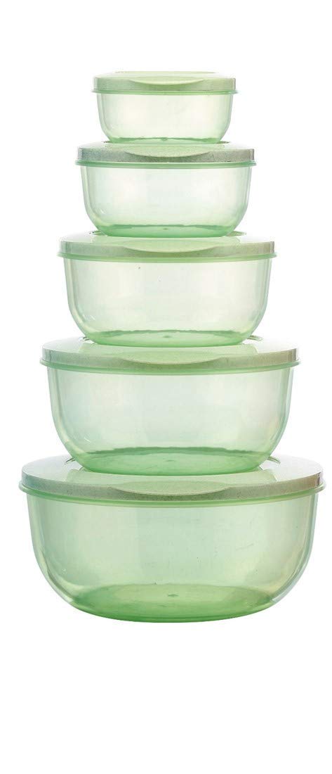 Skyzone skyzone Plastic Round Food Storage Container Jar Set Box, Plastic Lunch Box for Kitchen Refrigerator, Microwave Safe, Office Storage of Pasta Grocery Dry Fruits Snacks (5 Pcs) - Image 2