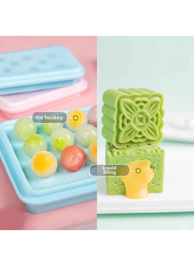 Generic - French Bakery Filling Mold Silicone Ice Ball With Lid Custard Yogurt Frozen Ice Cube Ice Box Mooncake Mold-Color:21-hole Powder 2.5cm About 7g (applicable To 50 75 100g Mooncake Flowing Filling) With Lid Fb57640 - Image 1