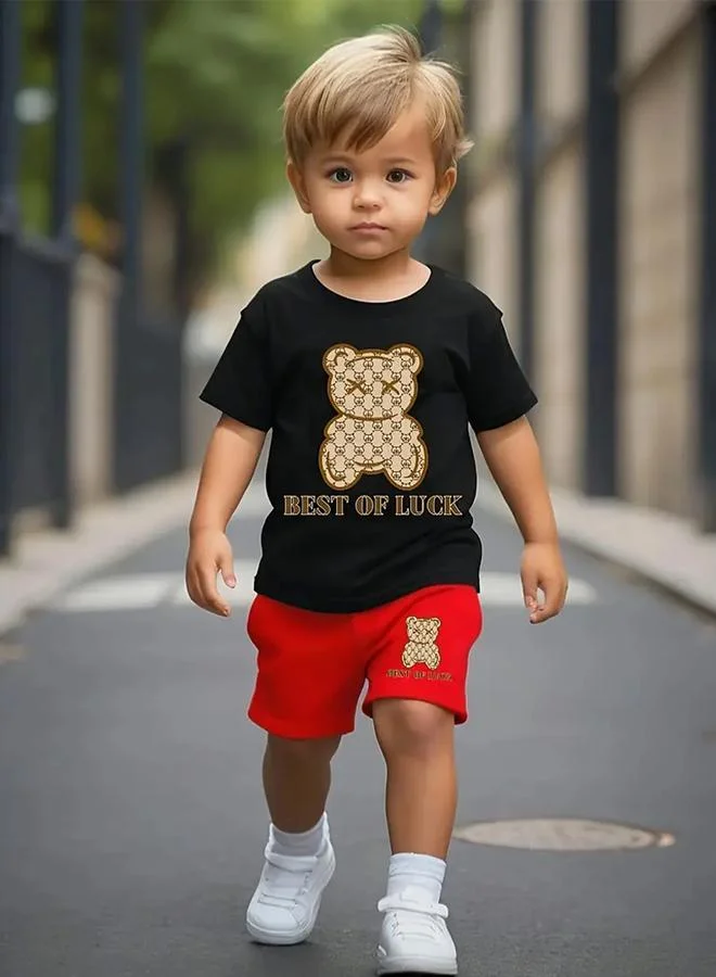 تايك تو Take Two Boys Graphic Bear T-Shirt and Shorts Set