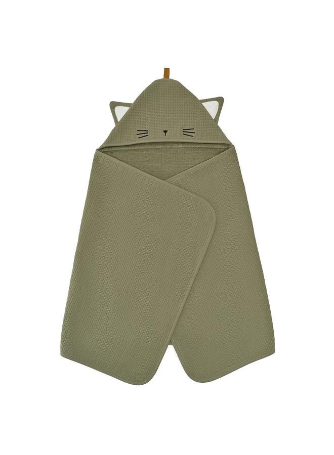 erorex Baby towel with hood, green, 60x125 cm - Image 1