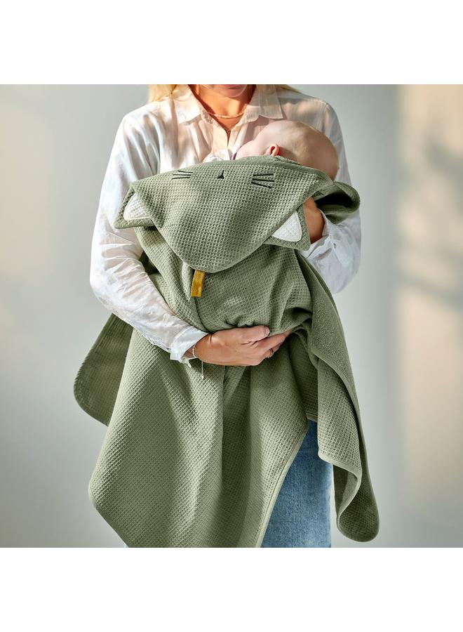 erorex Baby towel with hood, green, 60x125 cm - Image 3