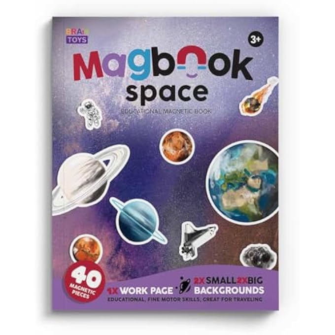 MAGBOOK  SPACE | MAGNETIC ACTIVITY BOOK FOR KIDS 3+ | STEM EDUCATIONAL TOY WITH 40 REUSABLE MAGNETS, 4 SCENE BOARDS & ACTIVITY SHEET | SOLAR SYSTEM LEARNING, TRAVEL TOY - Image 2