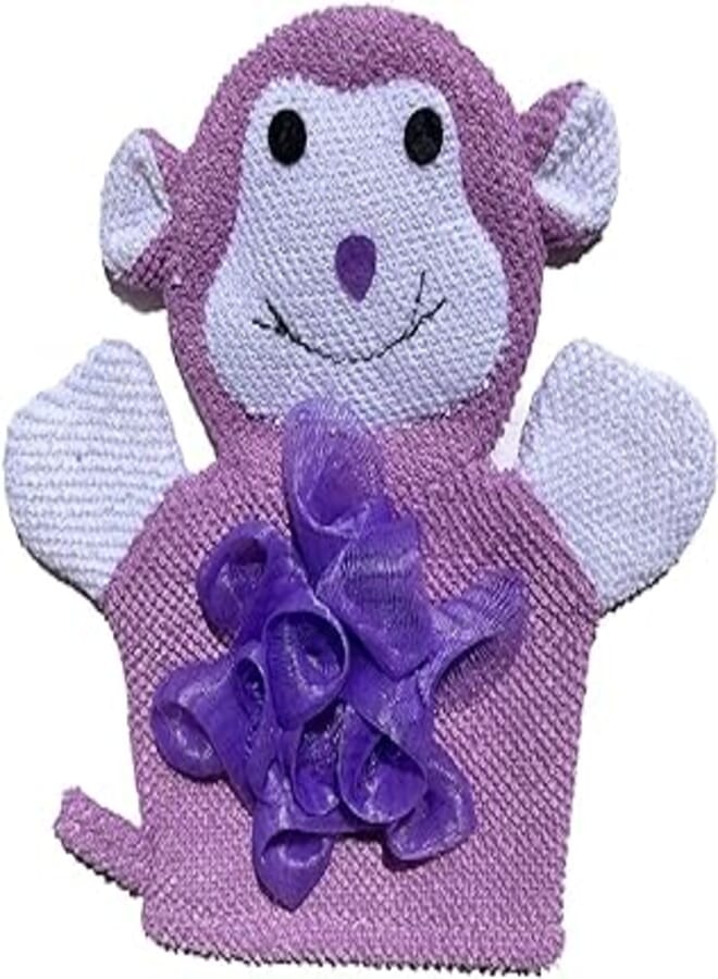 Baby Bath Sponge Glove - Purple Monkey
