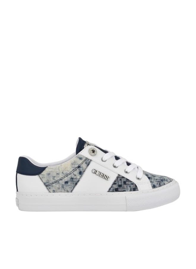 GUESS Women's Loven3 Sneaker, White/Blue 171, 7.5 - Image 1