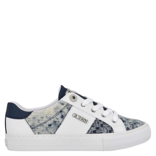 GUESS Women's Loven3 Sneaker, White/Blue 171, 7.5 - Image 3