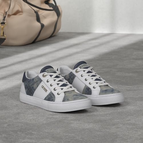 GUESS Women's Loven3 Sneaker, White/Blue 171, 7.5 - Image 2
