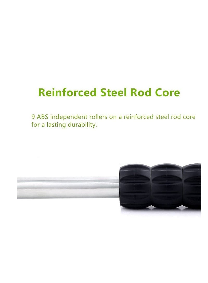 Excefore عصا تدليك العضلات، مدلك العضلات، عصا تدليك الجسم، مدلك عضلات الظهر والساق، تقليل الألم، الاسترخاء والتوتر، تخفيف التشنجات (أسود) - Image 3