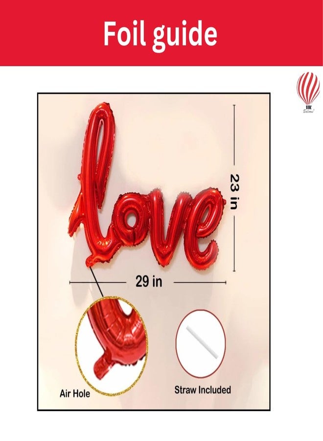 Hk Balloons 9Pcs Valentines Day Decoration Items with Love Foil Balloon Anniversary Decoration Kit For Girlfriend, Boyfriend, Husband Wedding Decoration Backdrop Kit Set - Image 5