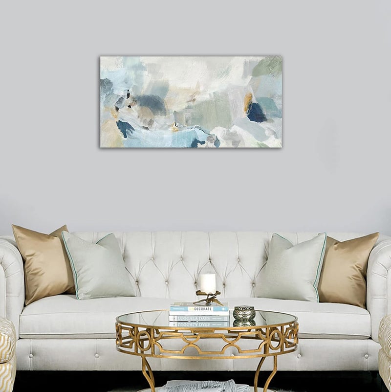 ARS Graphics ARS® Abstract Canvas Wall Art - Contemporary Teal Abstract Painting - 20x40in - Image 3