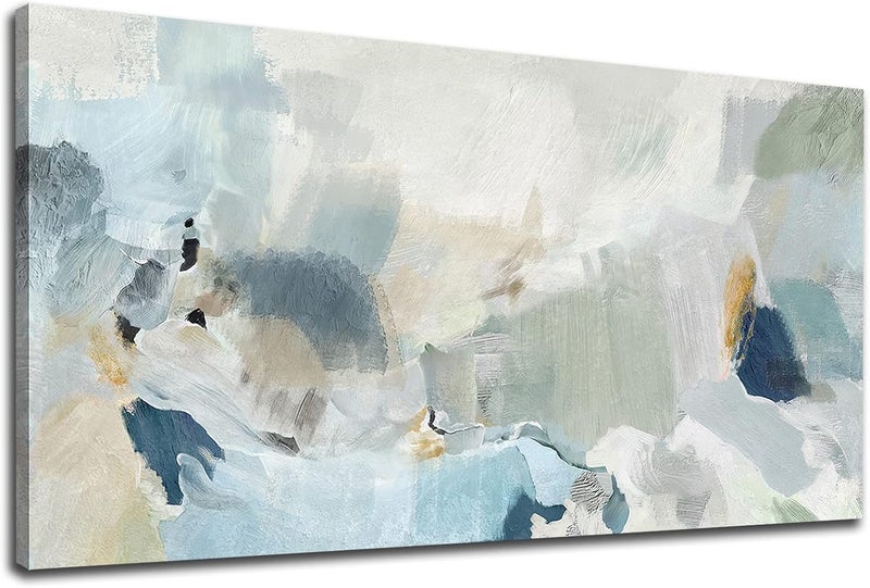 ARS Graphics ARS® Abstract Canvas Wall Art - Contemporary Teal Abstract Painting - 20x40in - Image 2
