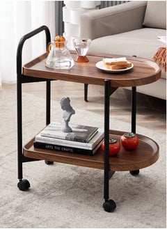 JOGAMS 2 Tier Rolling Coffee Table End Table with Wheels Compact Trolley for Living Room Bedroom Office  - Image 1
