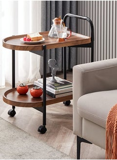 JOGAMS 2 Tier Rolling Coffee Table End Table with Wheels Compact Trolley for Living Room Bedroom Office  - Image 2