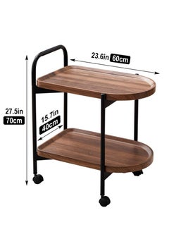 JOGAMS 2 Tier Rolling Coffee Table End Table with Wheels Compact Trolley for Living Room Bedroom Office  - Image 3