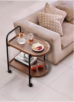 JOGAMS 2 Tier Rolling Coffee Table End Table with Wheels Compact Trolley for Living Room Bedroom Office  - Image 5