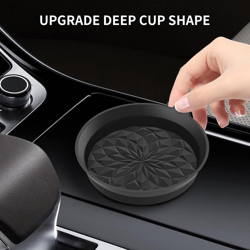 ME.FAN Car Cup Coasters [4 Pack] Silicone Cars Coasters - Universal Non-Slip Recessed Interior Accessories - Cup Holder Inserts Black - Image 4