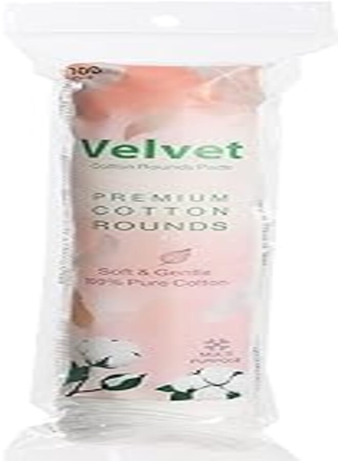 VELVET وسادات قطنية مستديرة متعددة الأغراض من المخمل عبوة من 100 قطعة