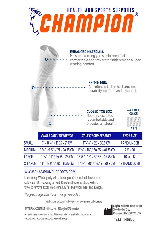 Champion Men's Compression Gym Socks, 15-20 mmHg, Knee High Over Calf Length Athletic Wear for Sports, White, Large - Image 5