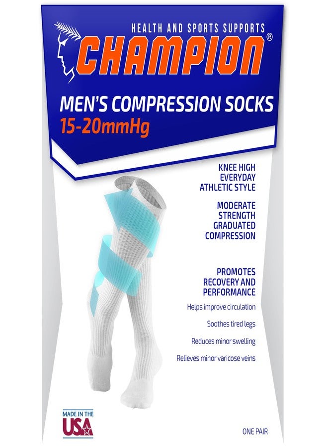 Champion Men's Compression Gym Socks, 15-20 mmHg, Knee High Over Calf Length Athletic Wear for Sports, White, Large - Image 4