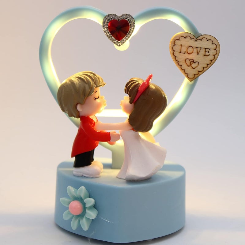 RedRoss Led Light Boy Girl Love Figurine Valentines Day for Boyfriend Girlfriend 3AAA Battery 12cm ABS Plastic Red Red - Image 2