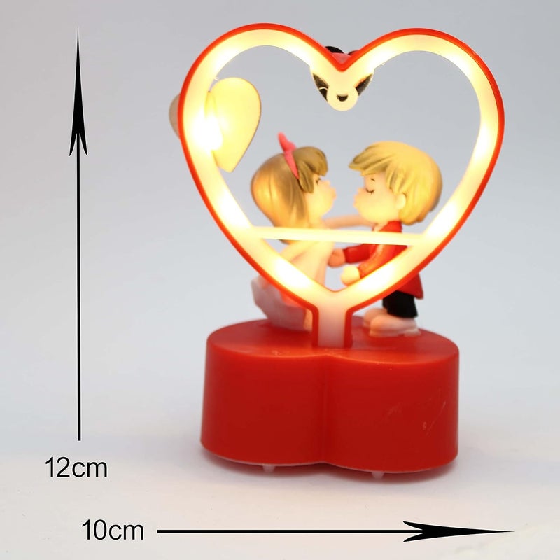 RedRoss Led Light Boy Girl Love Figurine Valentines Day for Boyfriend Girlfriend 3AAA Battery 12cm ABS Plastic Red Red - Image 4