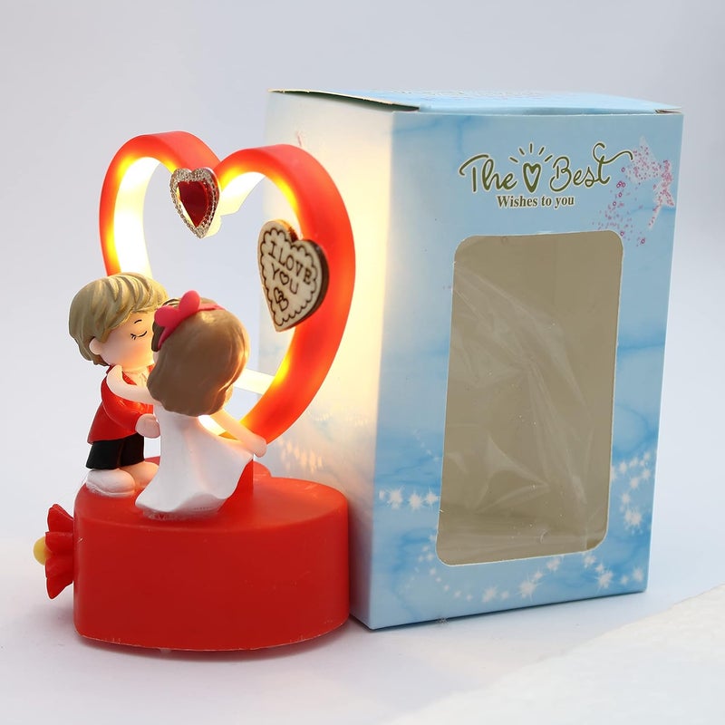RedRoss Led Light Boy Girl Love Figurine Valentines Day for Boyfriend Girlfriend 3AAA Battery 12cm ABS Plastic Red Red - Image 3
