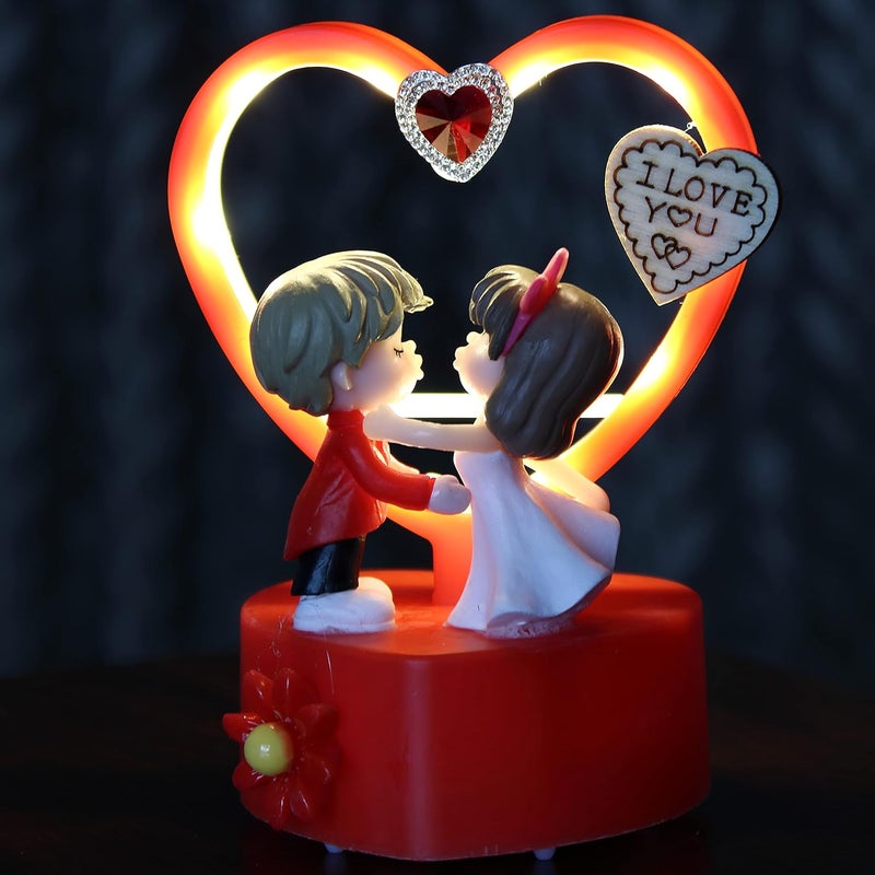 RedRoss Led Light Boy Girl Love Figurine Valentines Day for Boyfriend Girlfriend 3AAA Battery 12cm ABS Plastic Red Red - Image 1