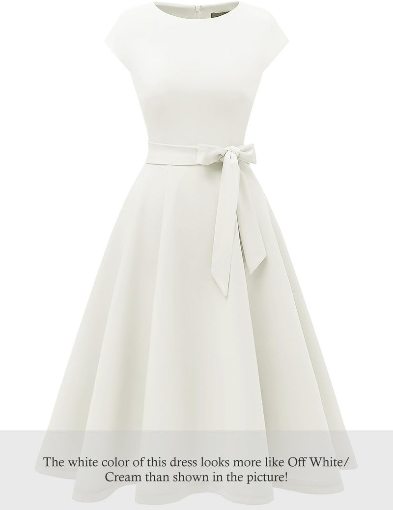 DRESSTELLS Coctail Dresses for Women 2026, White Church Wedding Formal Engagement Confirmation Spring Easter Summer Graduation Party Dress for Teen XL - Image 2