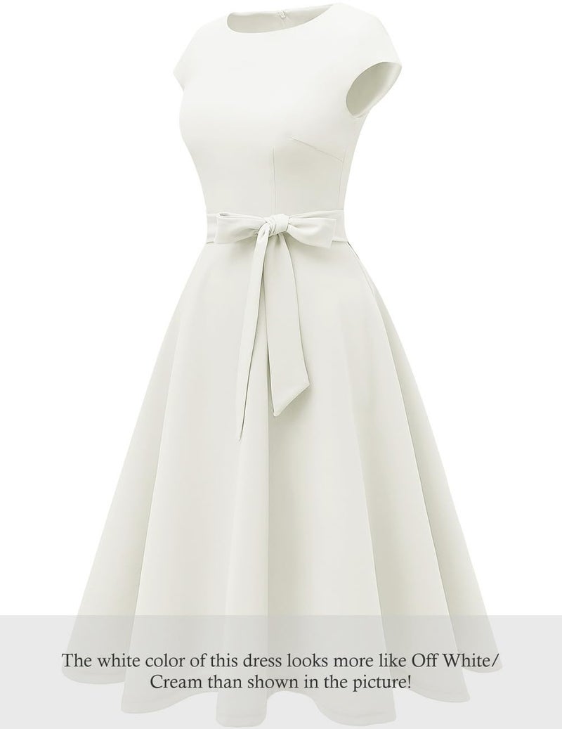 DRESSTELLS Coctail Dresses for Women 2026, White Church Wedding Formal Engagement Confirmation Spring Easter Summer Graduation Party Dress for Teen XL - Image 3