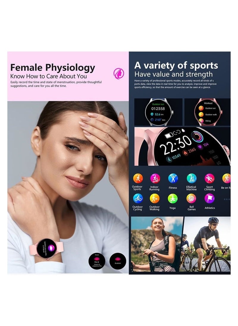 DMG TECH - Smart Watches for Women Men (Answer/Make Calls),1.43" Round Fitness Tracker, Smartwatch with Heart Rate Monitor Sleep, IP68 Waterproof,Blood Oxygen/Glucose/Blood Pressure - Image 1