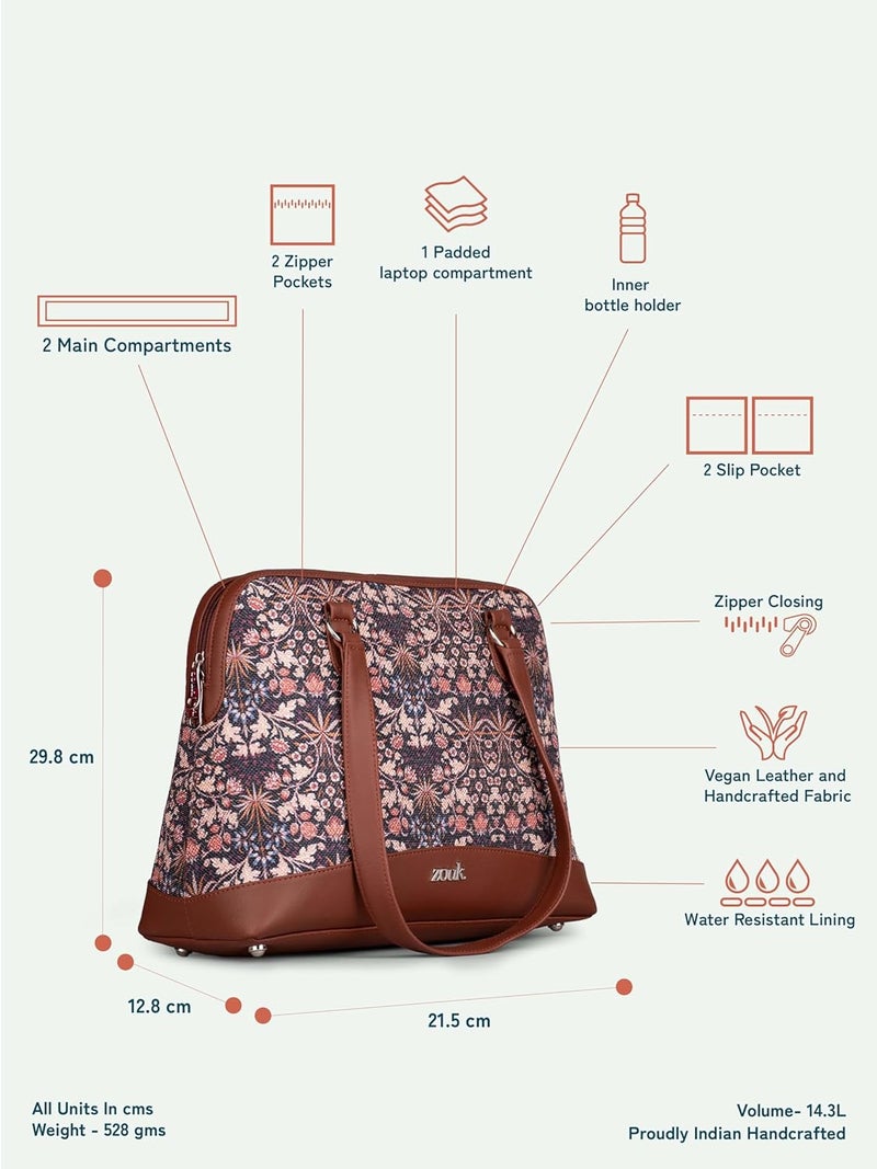 ZOUK حقيبة مكتب مؤتمرات نسائية | جوت | حقيبة توت مصنوعة يدويًا من الجلد النباتي مثالية للعمل في المكتب مع حزامي مقبض مزدوج - Image 4