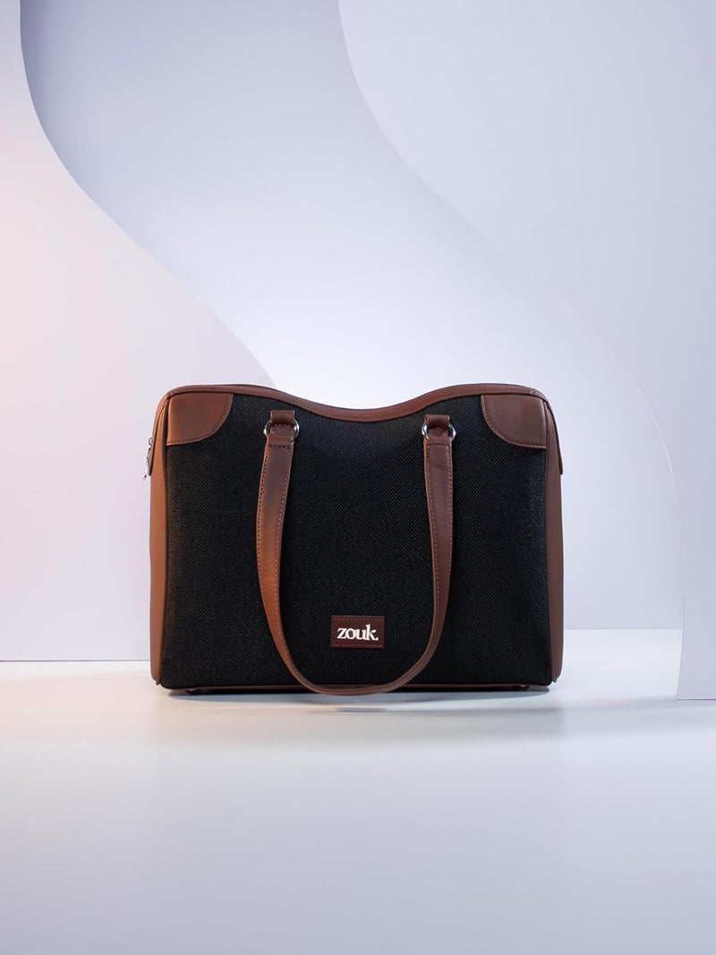 ZOUK حقيبة مكتب مؤتمرات نسائية | جوت | حقيبة توت مصنوعة يدويًا من الجلد النباتي مثالية للعمل في المكتب مع حزامي مقبض مزدوج - Image 3