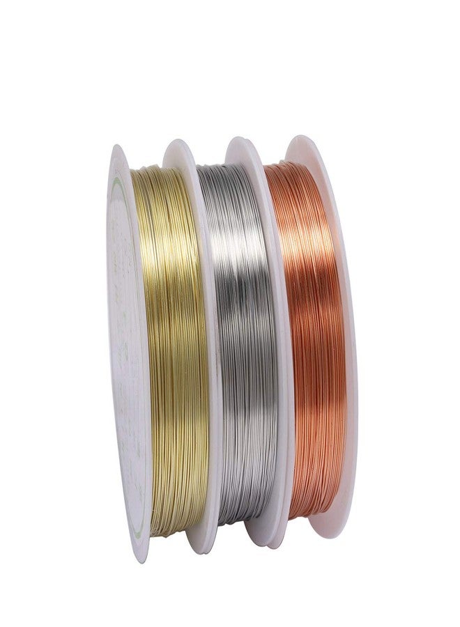 Basoteeuo 3 Rolls Jewelry Beading Wires, 0.25mm/ 30 Gauge Tarnish Resistant Copper Wires for Jewelry Making Supplies and Craft - Image 1