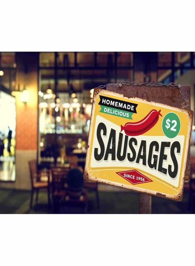 AOYEGO Sausage Tin Sign,Homemade Delicious Meat Hot Dog Food Vintage Metal Tin Signs for Cafes Bars Pubs Shop Wall Decorative Funny Retro Signs for Men Women 8x12 Inch - Image 3